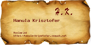 Hanula Krisztofer névjegykártya